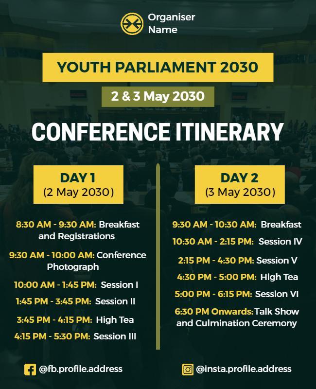 Youth Parliament Conference Itinerary Flyer Template