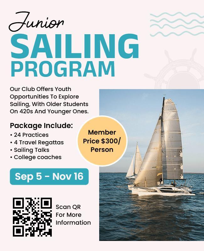 Youth Sailing Adventure Program Promotion Flyer Template