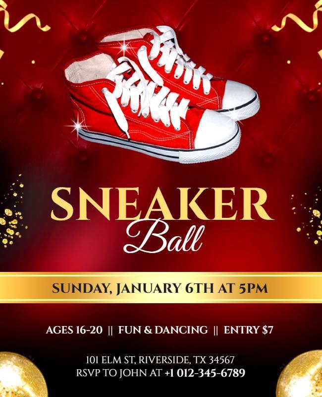 Youth Sneaker Ball Dance Party Flyer Template