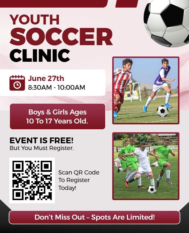 Youth Soccer Clinic Registration Flyer Template