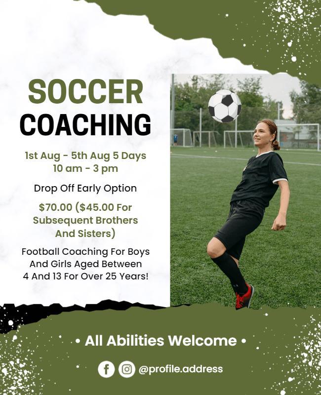 Youth Soccer Coaching Program Flyer Template