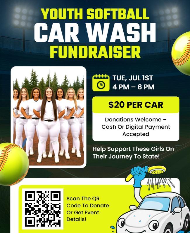 Youth Softball Car Wash Fundraiser Flyer Template