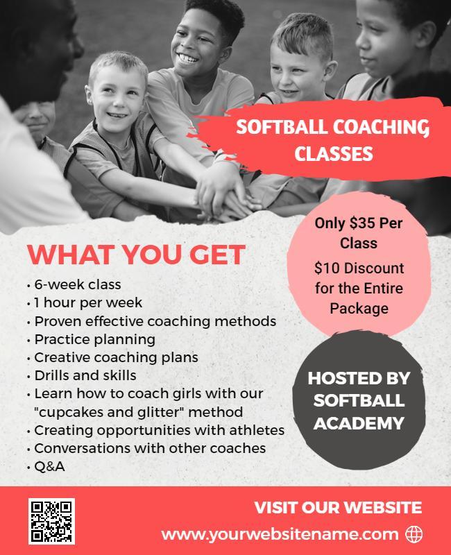 Youth Softball Coaching Classes Flyer Template