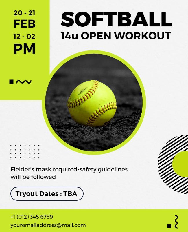 Youth Softball Open Workout Event Flyer Template