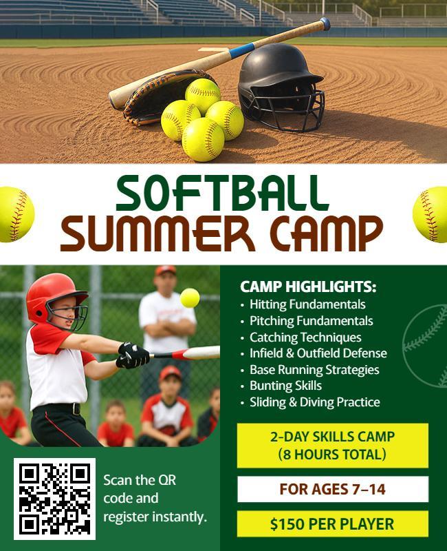 Youth Softball Summer Camp Flyer