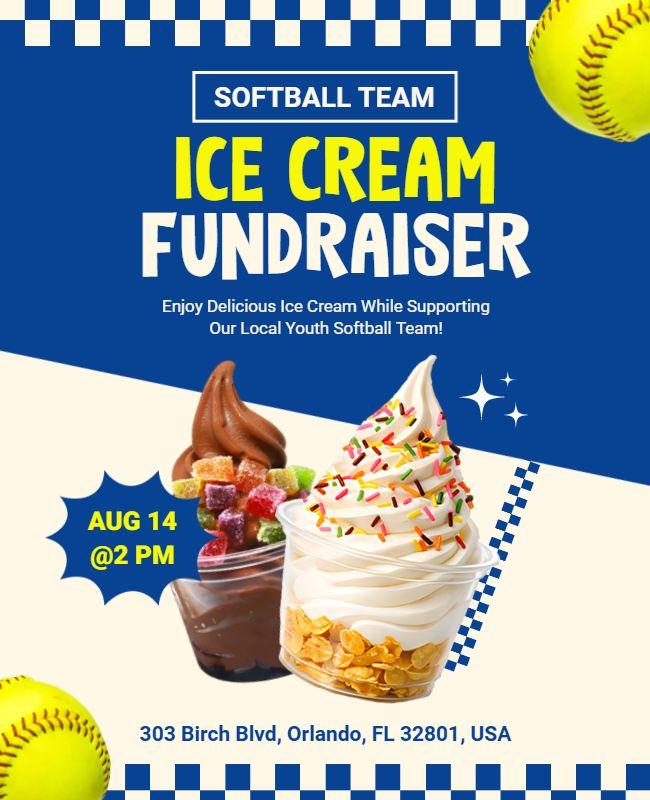 Youth Softball Team Ice Cream Fundraiser Flyer Template
