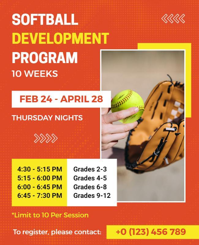 Youth Softball Training Program Flyer Template