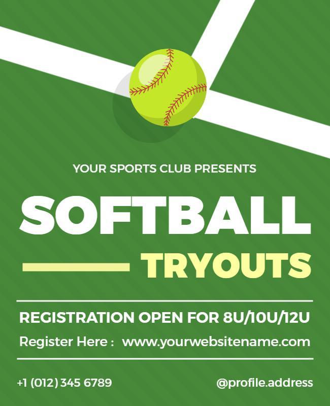 Youth Softball Tryouts Registration Flyer Template