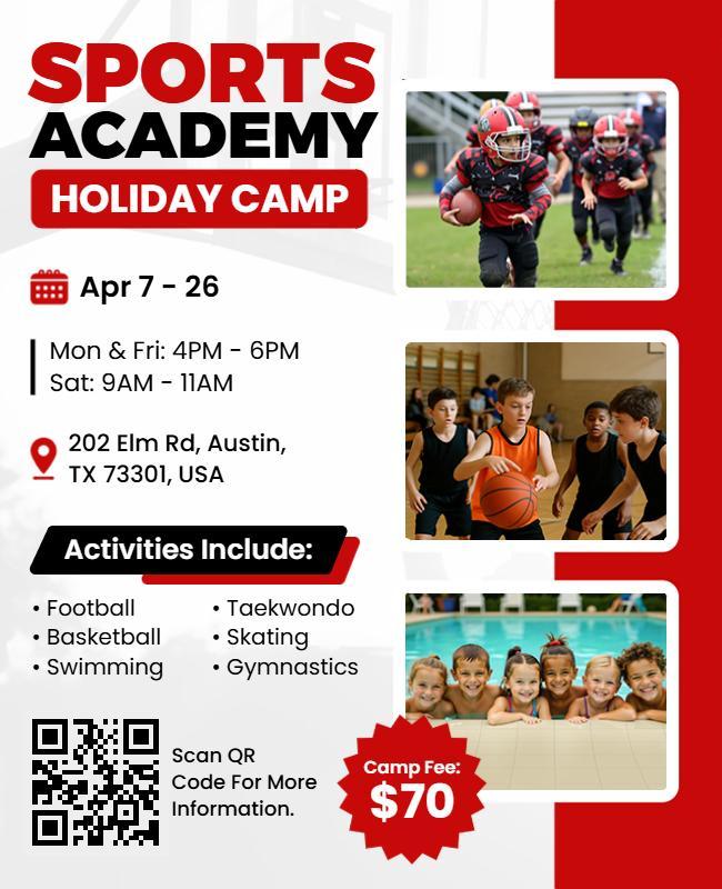 Youth Sports Academy Holiday Camp Flyer Template
