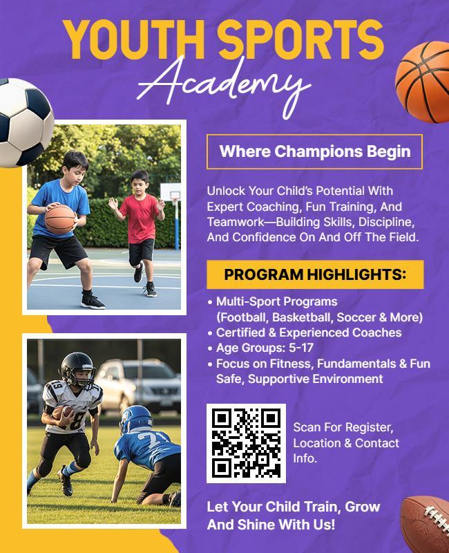 Youth Sports Training Academy Flyer Template