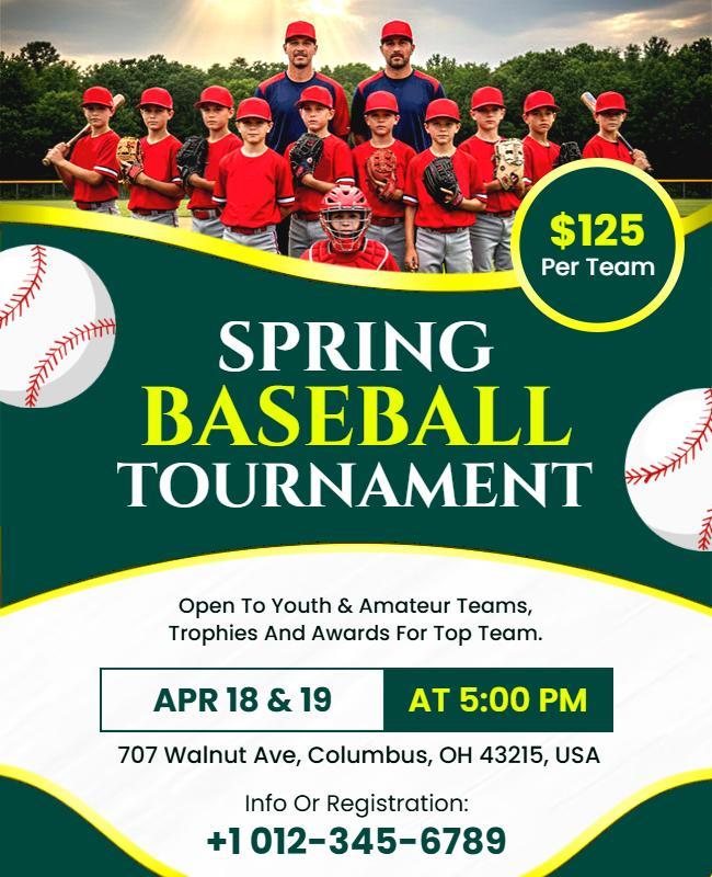 Youth Spring Baseball Tournament Flyer Template