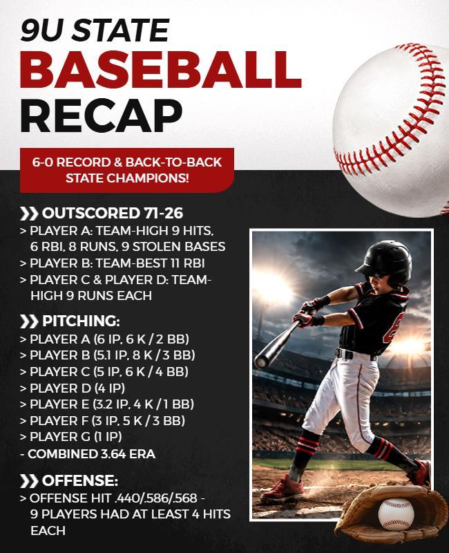 Youth State Baseball Championship Recap Flyer Template