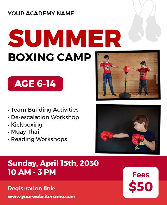 Youth Summer Boxing Camp Event Flyer Template