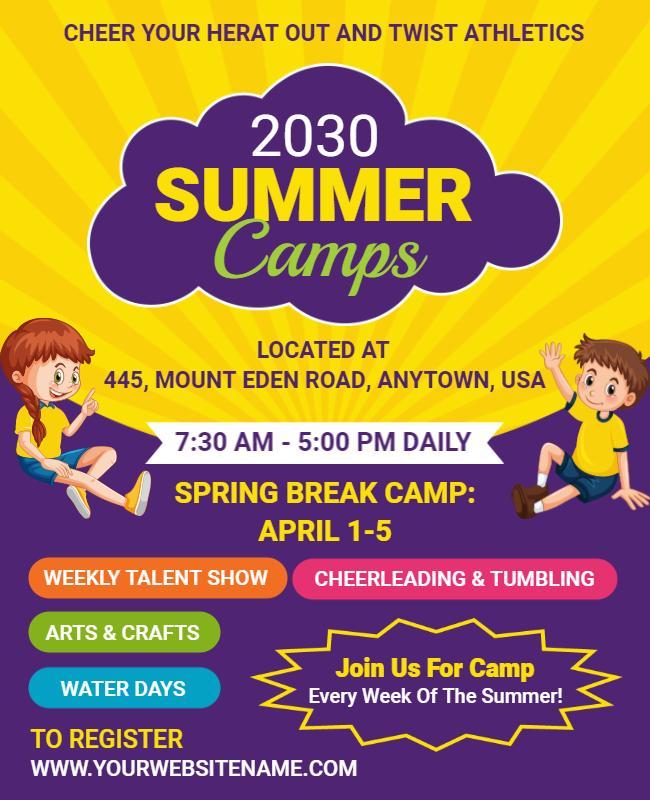 Youth Summer Camp Activities Flyer Template