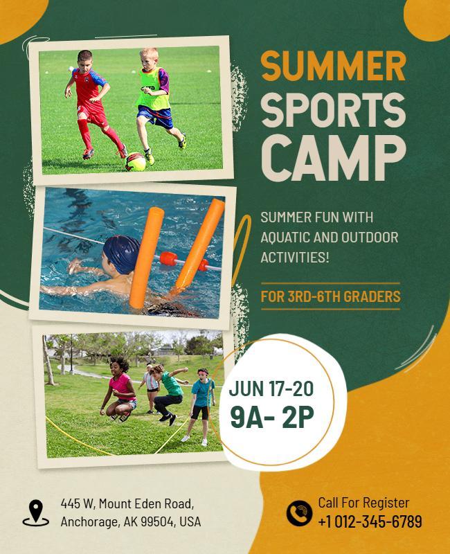 Youth Summer Sports Camp Activities Flyer Template