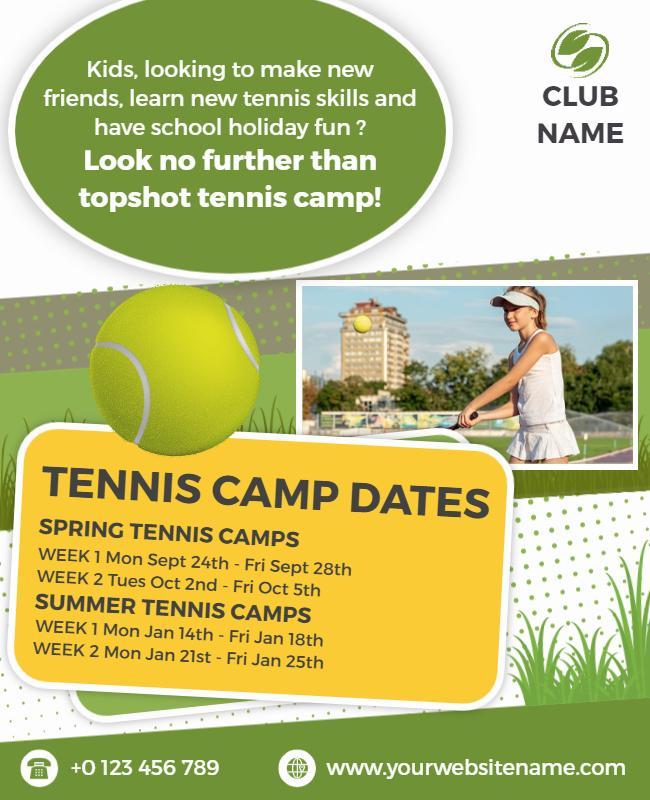 Youth Tennis Camp Information Flyer Template