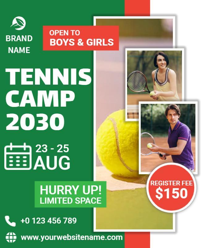 Youth Tennis Camp Promotional Event Flyer Template