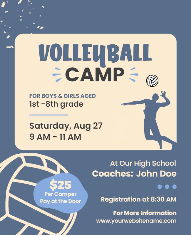 Youth Volleyball Camp Event Flyer Template