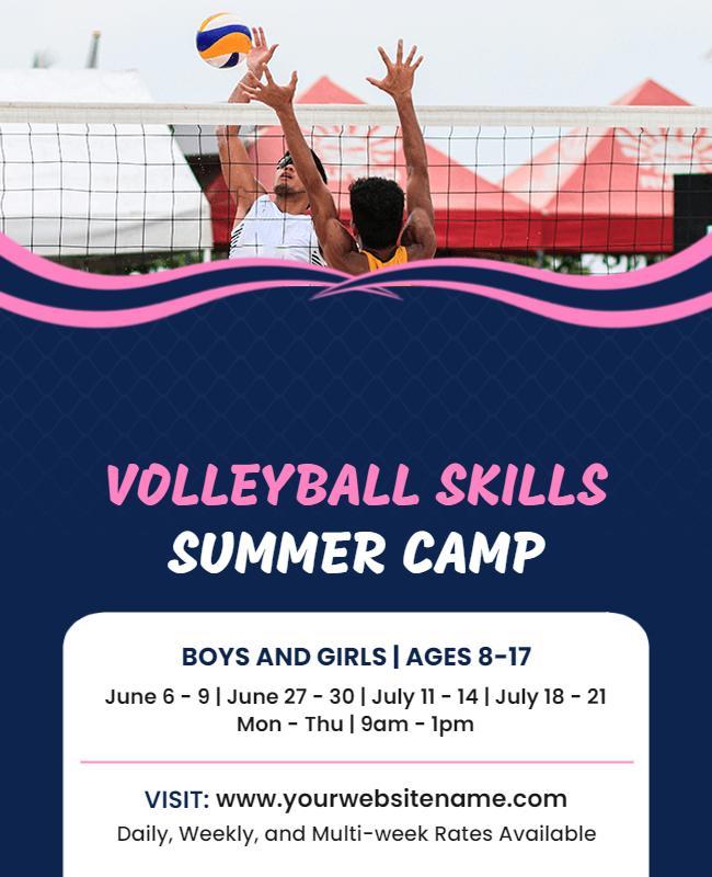 Youth Volleyball Skills Summer Camp Flyer Template