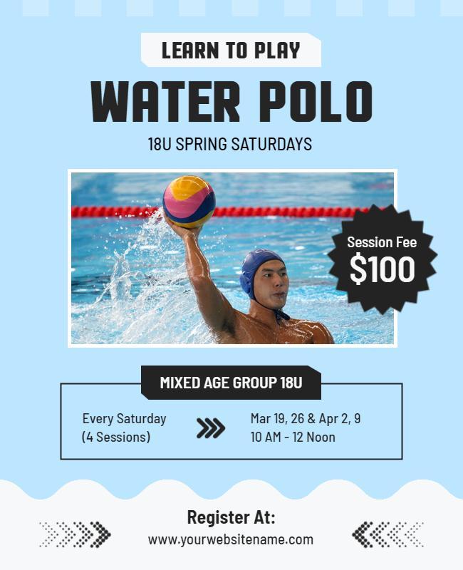 Youth Water Polo Training Session Flyer Template