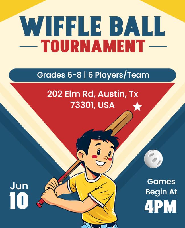 Youth Wiffle Ball Tournament Flyer Template