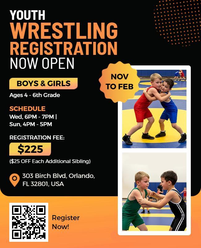 Youth Wrestling Registration Event Flyer Template