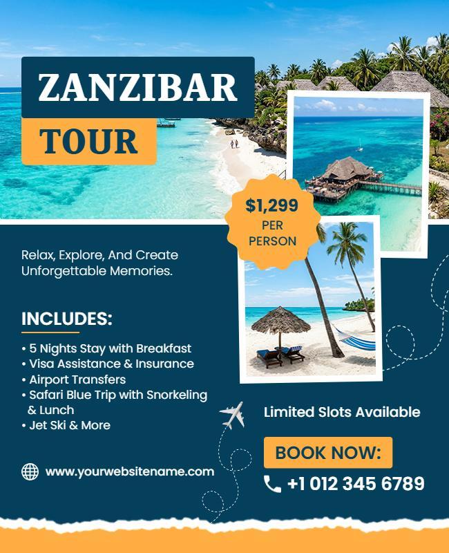 Zanzibar Tour Vacation Poster Template