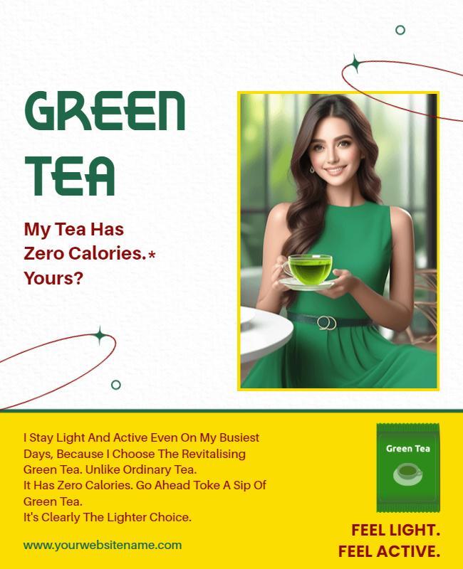 Zero Calorie Green Tea Promotional Flyer Template