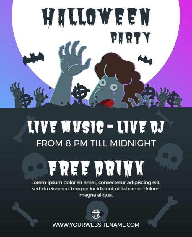 Zombie Themed Halloween Party Flyer Template