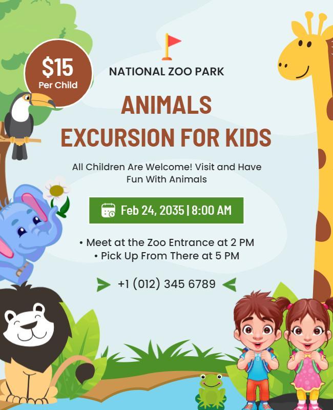 Zoo Animals Excursion for Kids Flyer Template