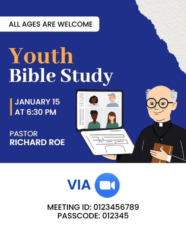 Zoom Youth Bible Study Invitation Flyer Template