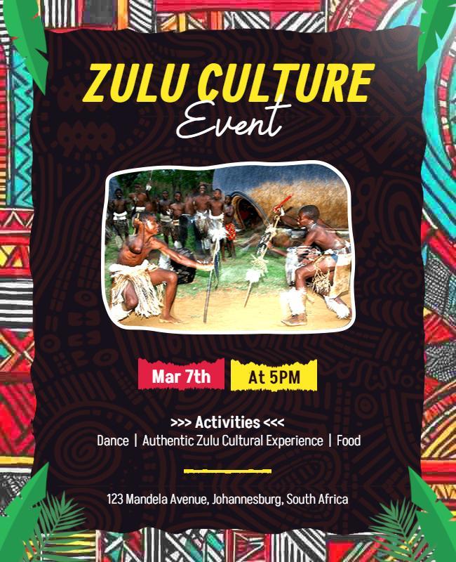 Zulu Culture Dance and Food Event Flyer Template