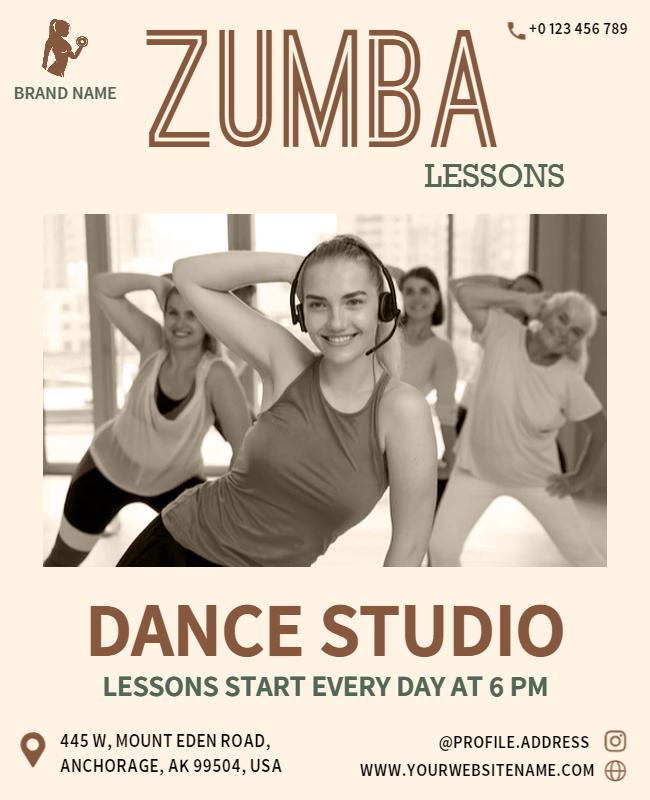 Zumba Dance Studio Lessons Flyer Template