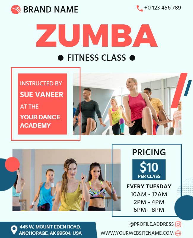 Dynamic Zumba Fitness Class with Vibrant Colors Flyer Template