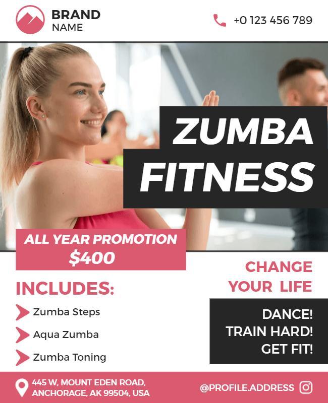 Dynamic Pink Zumba Fitness Promotion Flyer Template