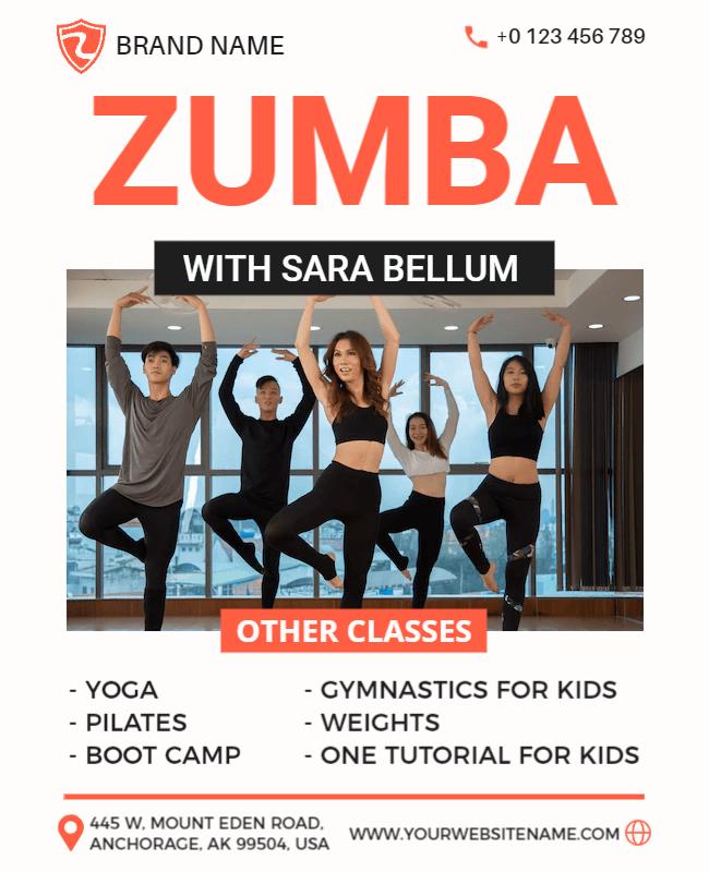 Dynamic Red Zumba Fitness Class Promotion Flyer Template