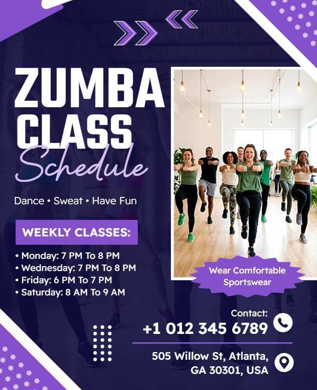 Zumba Fitness Class Schedule Poster Template