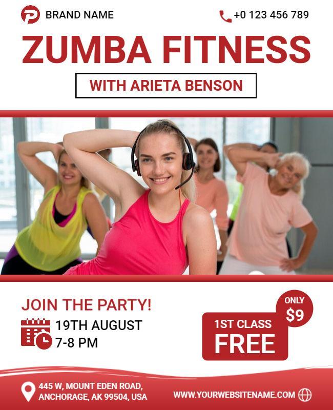 Zumba Fitness Dance Class Promotional Flyer Template