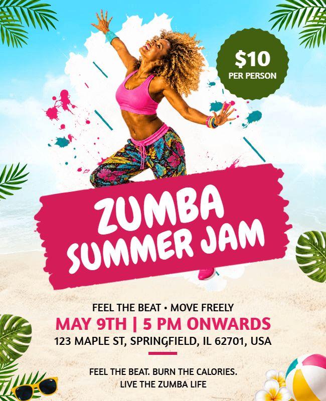 Zumba Fitness Summer Jam Flyer Template