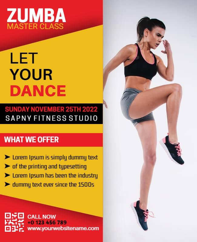 Zumba Master Class Dance Fitness Flyer Template