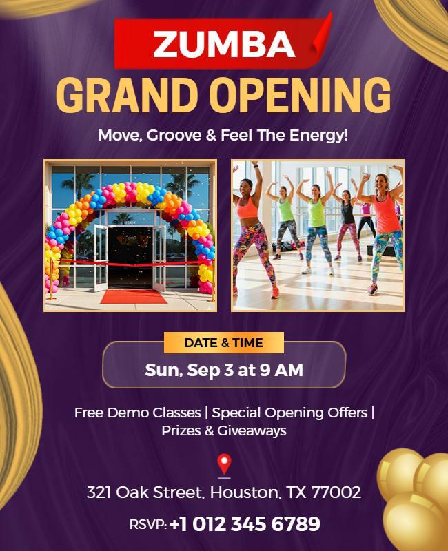Zumba Studio Grand Opening Event Flyer Template
