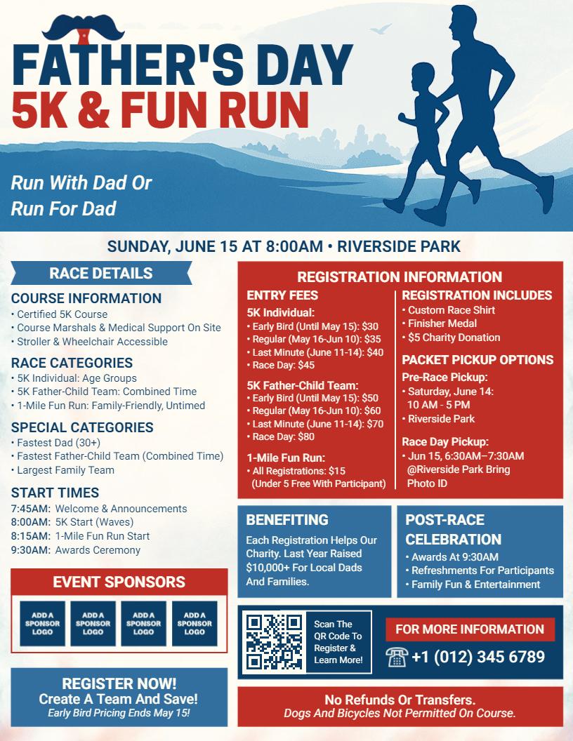 father's day 5k fun run flyer template