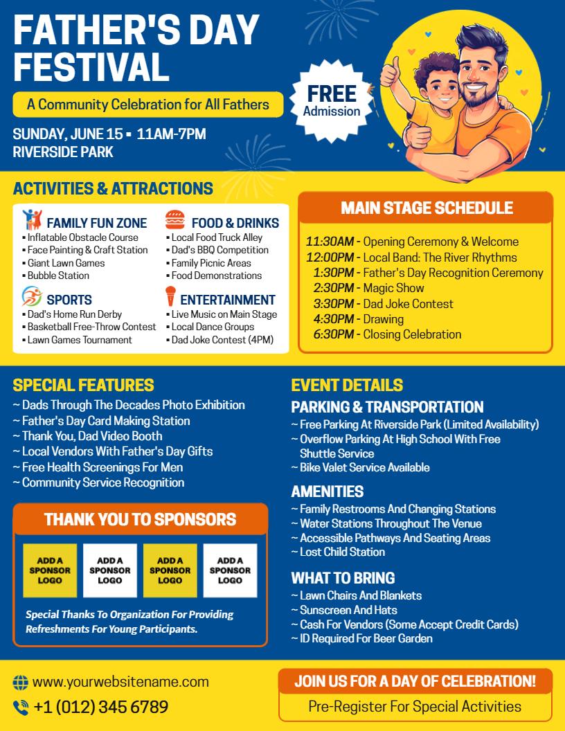 father's day community festival celebration flyer