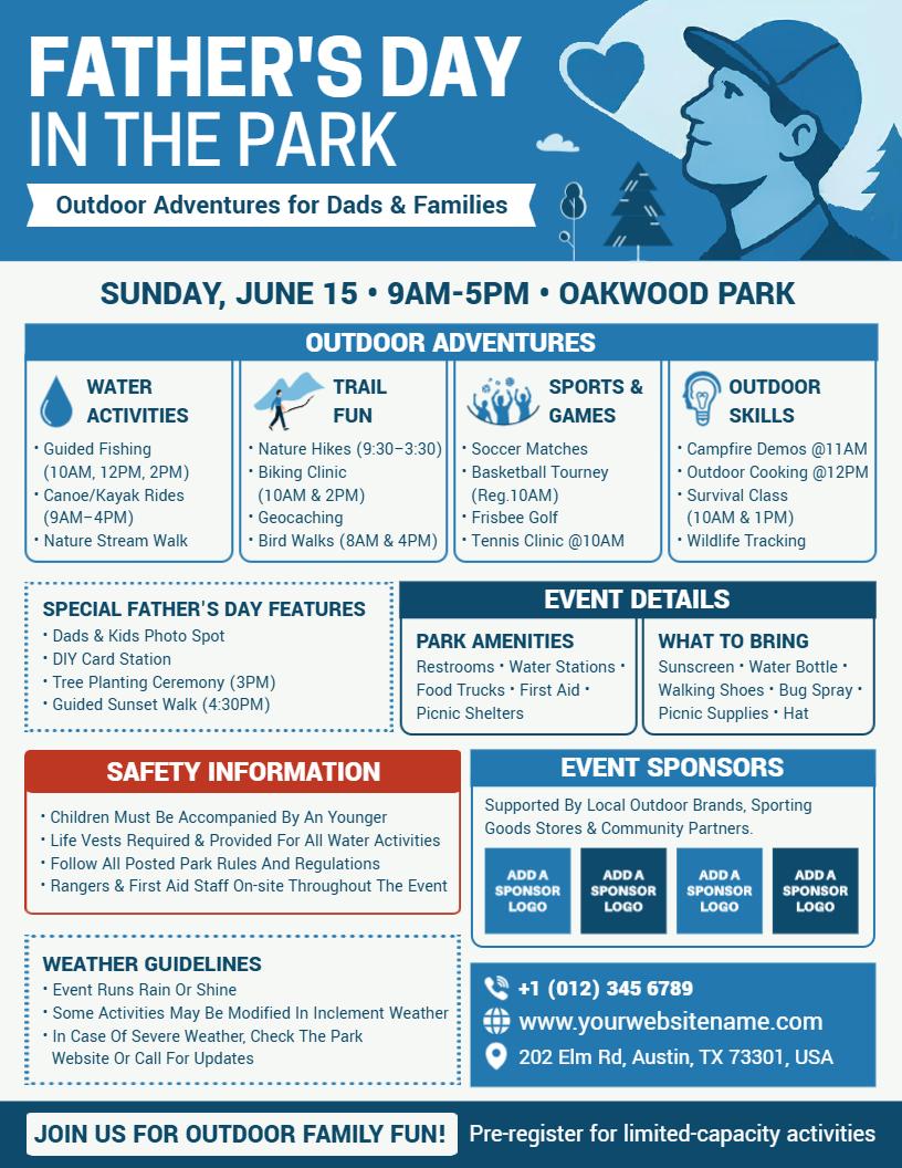 father's day outdoor celebration flyer template