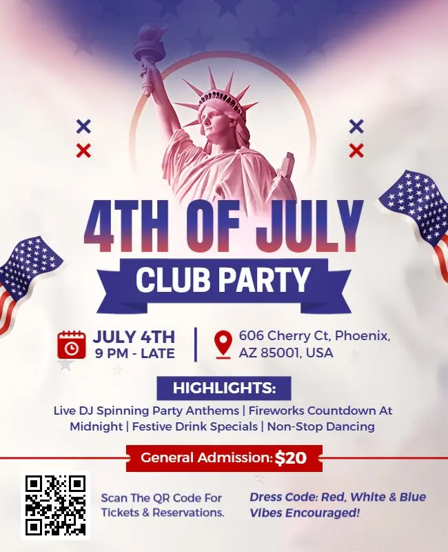 4th of July Club Party Template