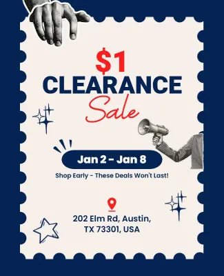 $1 Clearance Sale Marketing Event Flyer Template
