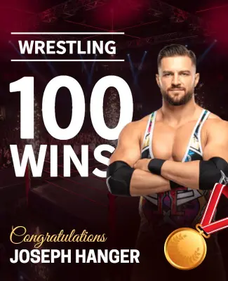 100 Wins Wrestling Achievement Poster Template