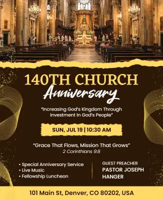 140th Church Anniversary Celebration Event Flyer Template