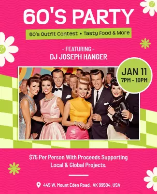 1960s Themed Party Celebration Flyer Template