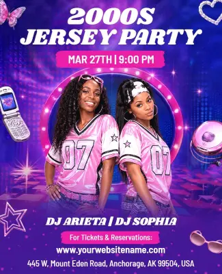 2000s Themed Jersey Party Poster Template